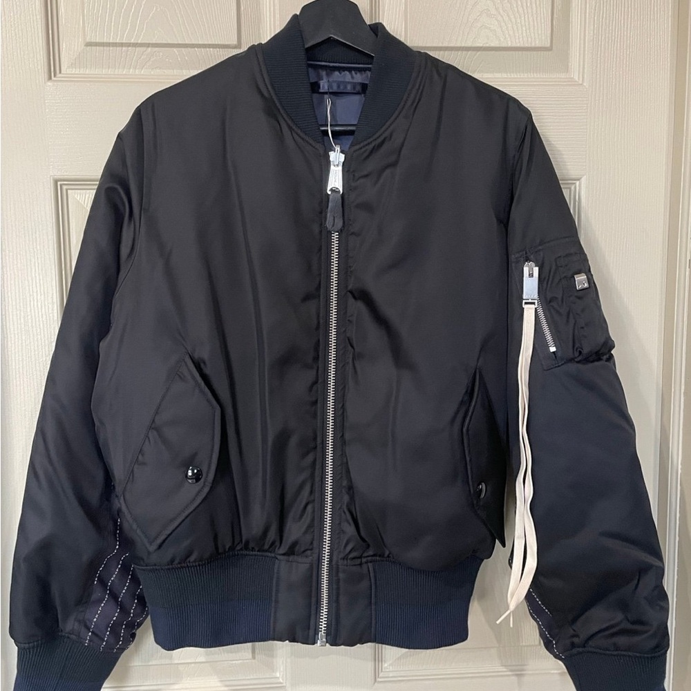 Alyx Black Bomber Jacket with Ribbed Details and Insulated Design